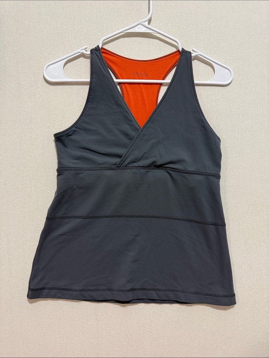 lululemon Tops - lululemon athletica Charcoal Tank with Orange Back Panel